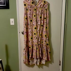 Summer Dress pink color with sunflower designs